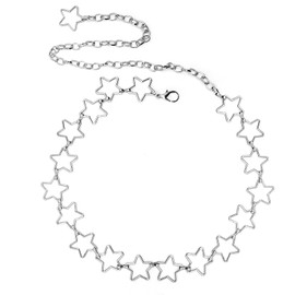 OWMOSYX Silver Star Waist Chain Belt Adjustable Trendy Plus Size Belt Chain For Dresses Skirts Jeans Women Girls Ladies