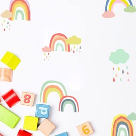 Rainbow Wall Decals Sticker for girls bedroom and Kids room Colorful Rainbow Wall Decal Stickers for Nursery and Classroom with clouds Peel and Stick Boho rainbow Wall Decal Stickers Removable