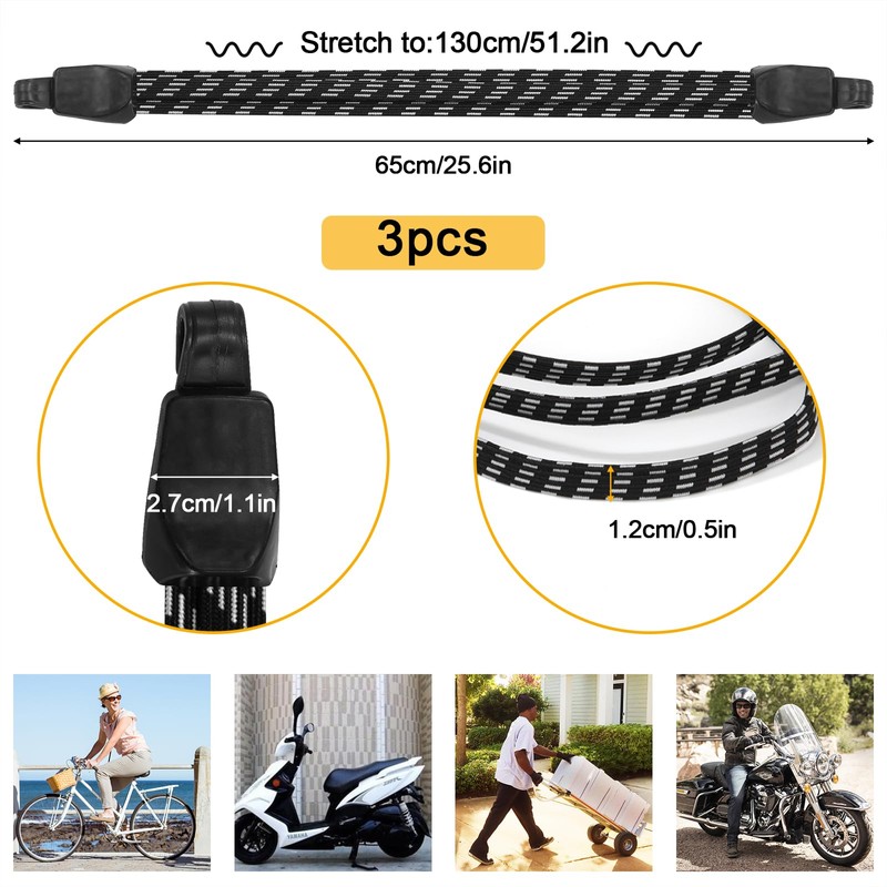 Bicycle Tie Down Strap Elastic Luggage Strap Tension Ropes with