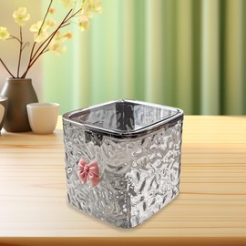 F Fityle Desk Trash Can with Lid Reusable Rubbish Container Portable Waste Basket Small Trash Can for Bathroom Living Room Home Vanity