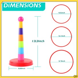 Lekabee Ring Toss Game for Kids with 24 Throwing Rings,Carnival Ring Toss Games for Kids Birthday Party Outdoor Garden Games Supplies