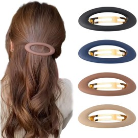 4Pcs Matte Ellipse Large Hair Barrettes,Matte Ellipse Thin French Barrettes,Fancy Ellipse Hair Grips Matte Large Hair Barrette,Matte Ellipse Hair Barrette,Matte Ellipse Thin Hair Barrette for Women
