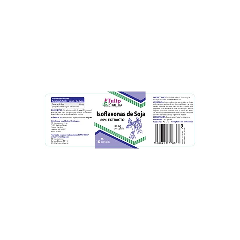 SOYA Isoflavones 80% Extract 120 Capsules, 3rd Party Lab Tested,