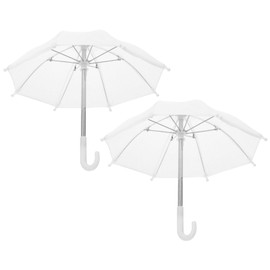 Toyvian 18-Inch Doll Umbrella Adjustable Rainy Umbrella Mini White Umbrella, 2PCS Plant Umbrellas Decor, Dollhouse Pretend Play Toys