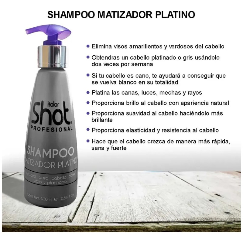 Shampoo Matizador Plata Cabello Platinado Y Canas Kolor Shot
