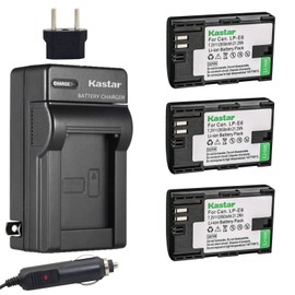 Kastar Charger and Battery 3-Pack for LP-E6 LP-E6N, EOS 60D 60Da EOS 70D XC10, EOS 5D Mark II 5D Mark III 5D Mark IV, EOS 5DS 5DS R, EOS 6D 7D Mark II, BG-E14 BG-E13 BG-E11 BG-E9 BG-E7 BG-E6