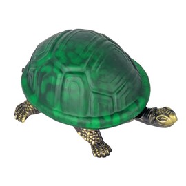 20.3cm Turtle/Tortoise Design Mottled Green Stained Glass Tiffany Look Table Nightlight Lamp