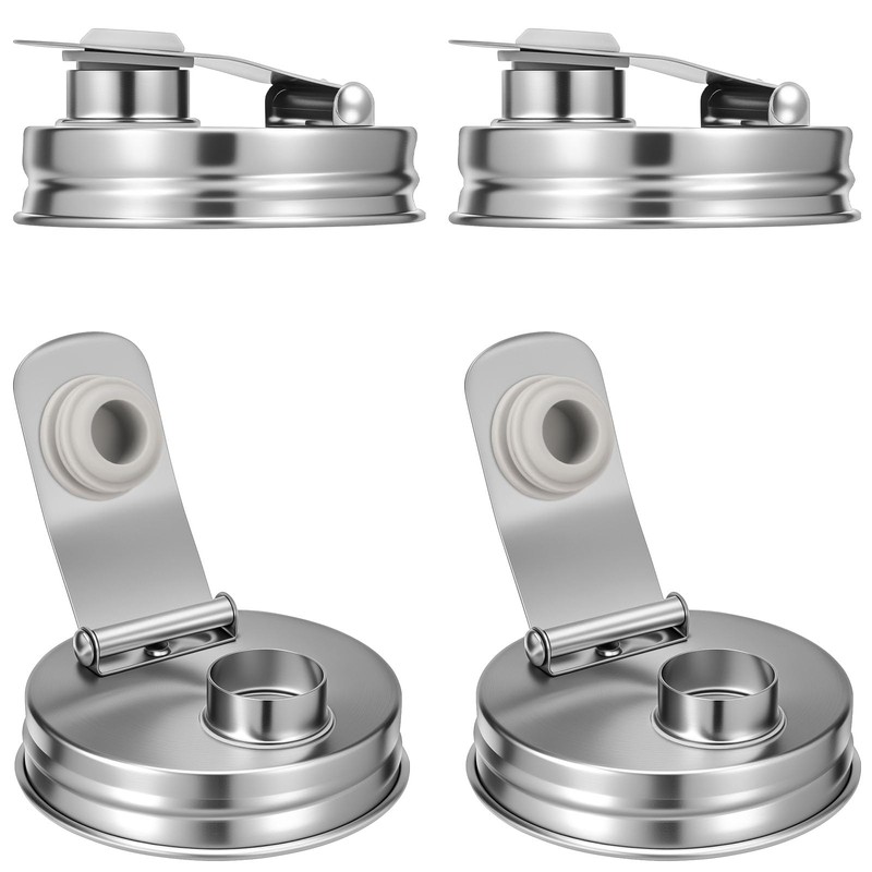 4Pcs Mason Can Lid, 304 Stainless Steel Regular Mouth Pour