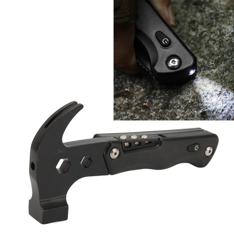 Multifunctional Hammer Foldable Small Portable Multitool Hammer with LED Light