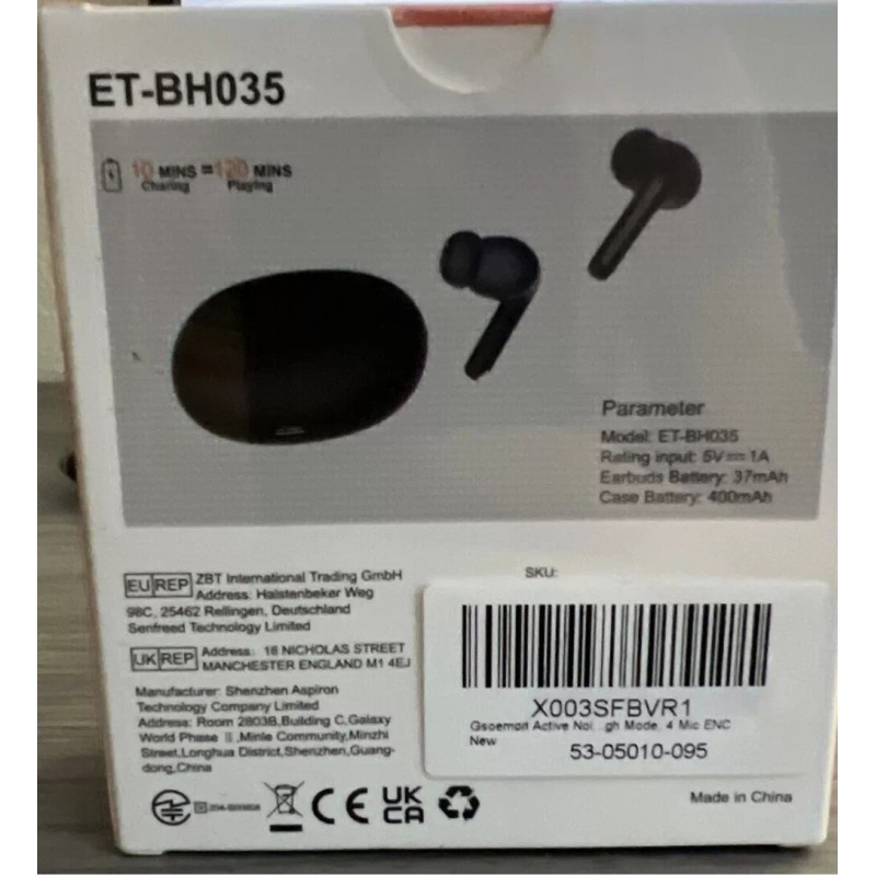 InEar True Wireless Earbuds ET-BH035 24 Hours PT Waterproof Noise