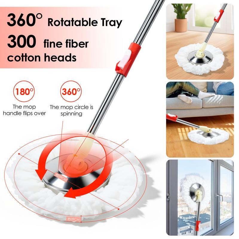 360¬∞ Rotating Spin Mop & Bucket Set -Stainless Steel 49.2