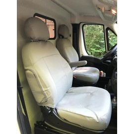 Durafit Seat Covers. D1338-X7. Made to fit 2013-2024 Promaster Van Exact Fit Front Bucket Seat Covers, Gray Twill, Sold in Pairs Not for Rv Seats, armrest on Drivers only.