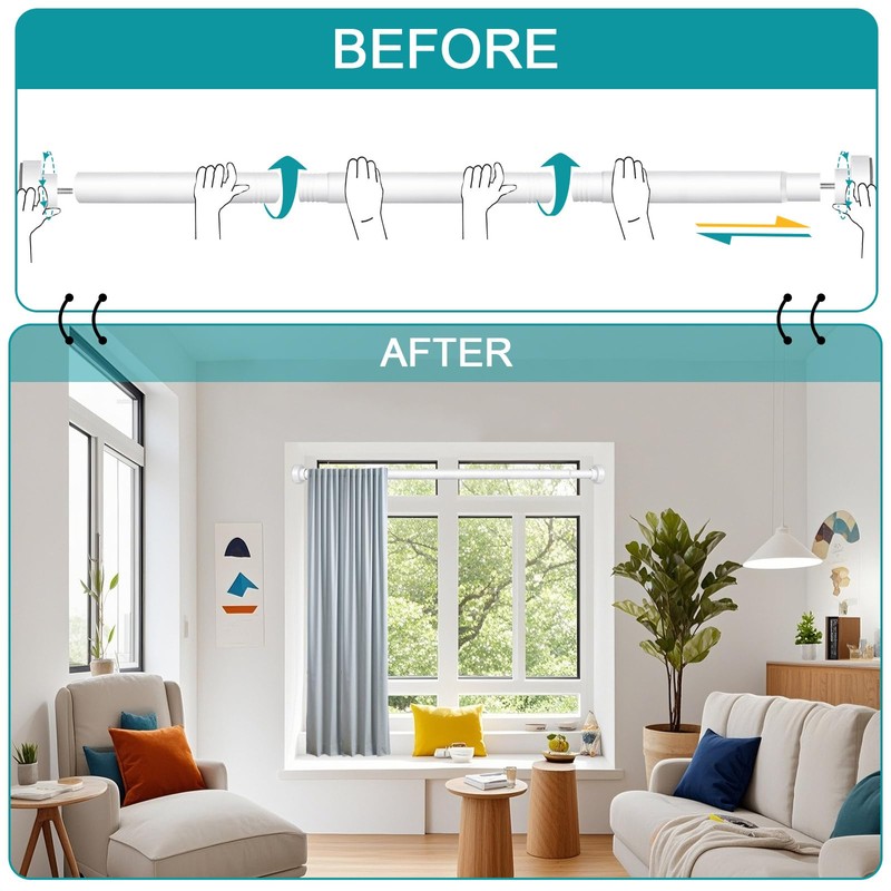 YNL Tension Shower Curtain Rod 34-96 Inches（2.8-8ft) Adjustable Spring Shower