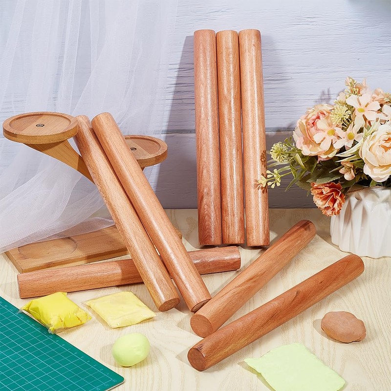 OLYCRAFT 8pcs Wood Rolling Pins 25.5cm Clay Rolling Pins 27.5mm