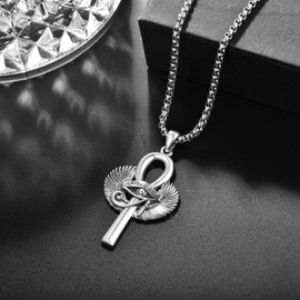 KATHLU Jesus Cross Pendant Necklace for Men 925 Sterling Silver Religion Medals Amulet Protection Crucifix Necklace Jesus Cross Jewellery Gift, Silver, No Gemstone