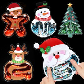 HAKOTOM Squishy Sensory Toys for Kids, 5 Pack Christmas Fidget Toys, Sensory Toys for Kids with Autism ADHD, Calm Down Corner Supplies for Children Special Needs, Sensory Fidget Tubes Filled Goo