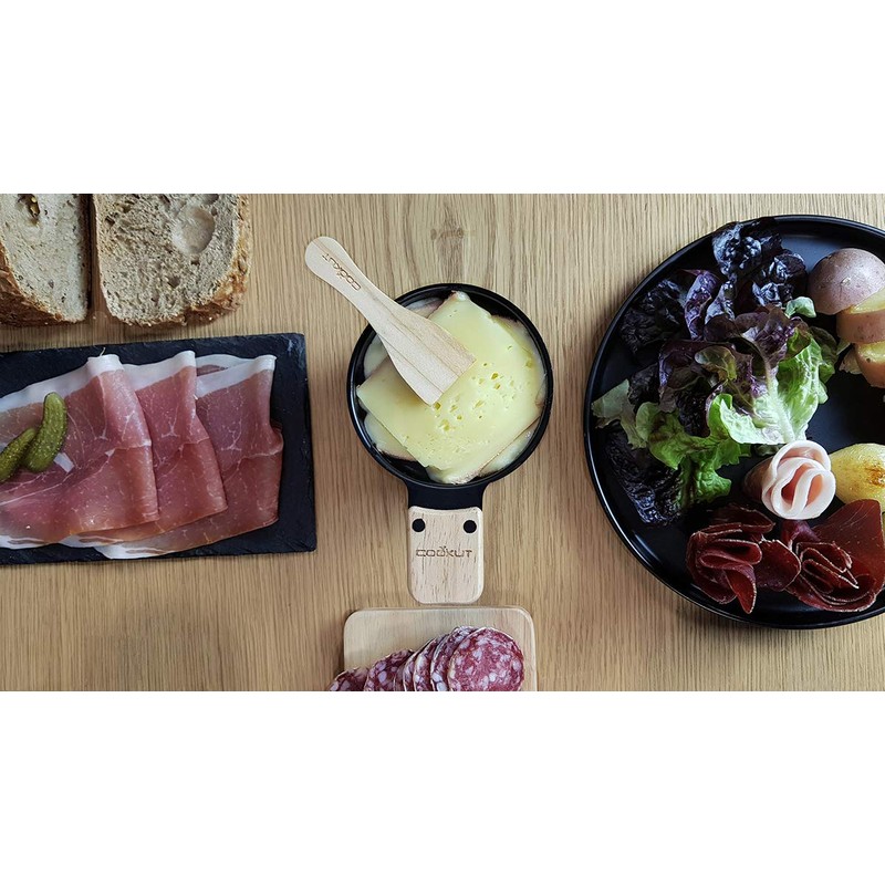 Cookut Lumi raclette Set of 4-Heated by Candle, Ceramic, Black,