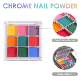 Nail Pigment Powder, 9 Colour Pastel Chrome Nail Powder, Pink Blue Yellow Green Red Purple Nail Art Palette for Nail Design, Ombre Nail Art Body and Crafts for Women Girls Salon Home Use
