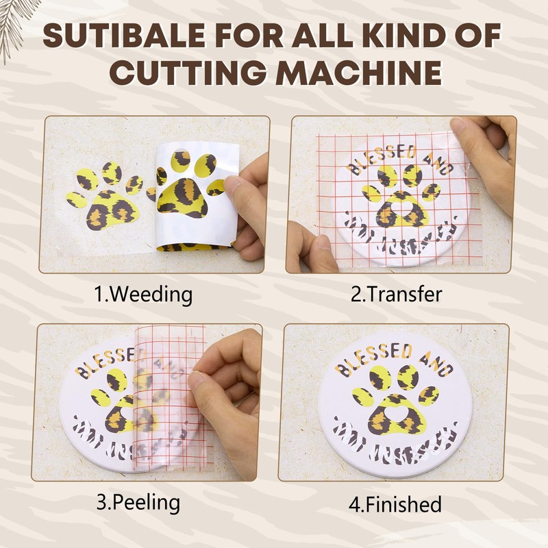 Tintnut Leopard Pattern Permanent Vinyl - 8 Sheets 12"x10" Cheetah