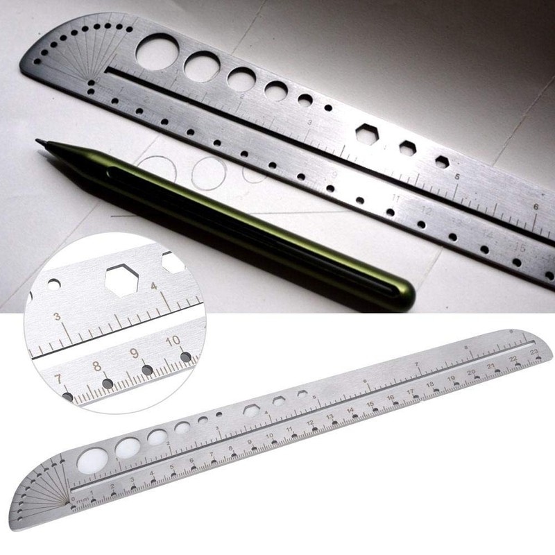 Metal Ruler Stainless Steel Multifunctional Scale Ruler Protractor Figure Drafting
