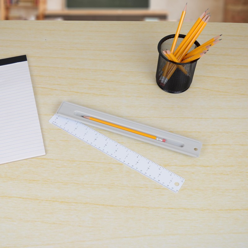 Westcott 17355 12-Inch Ruler Set with Pencil Storage, Innovative Design