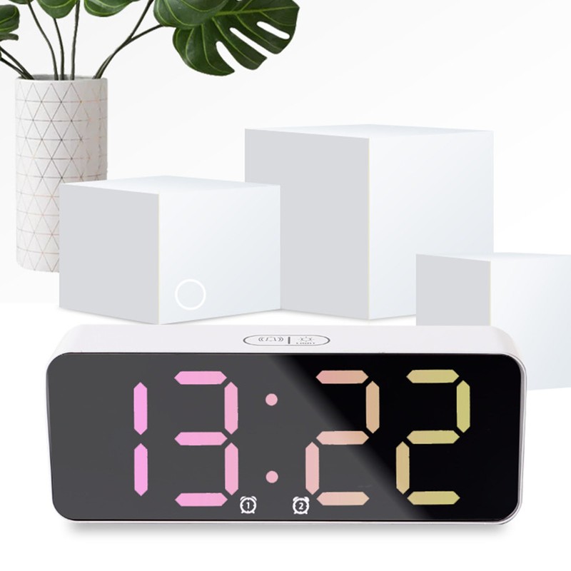 LED Clock Dual Mode Auto Dimming Temperature Display Snooze Function