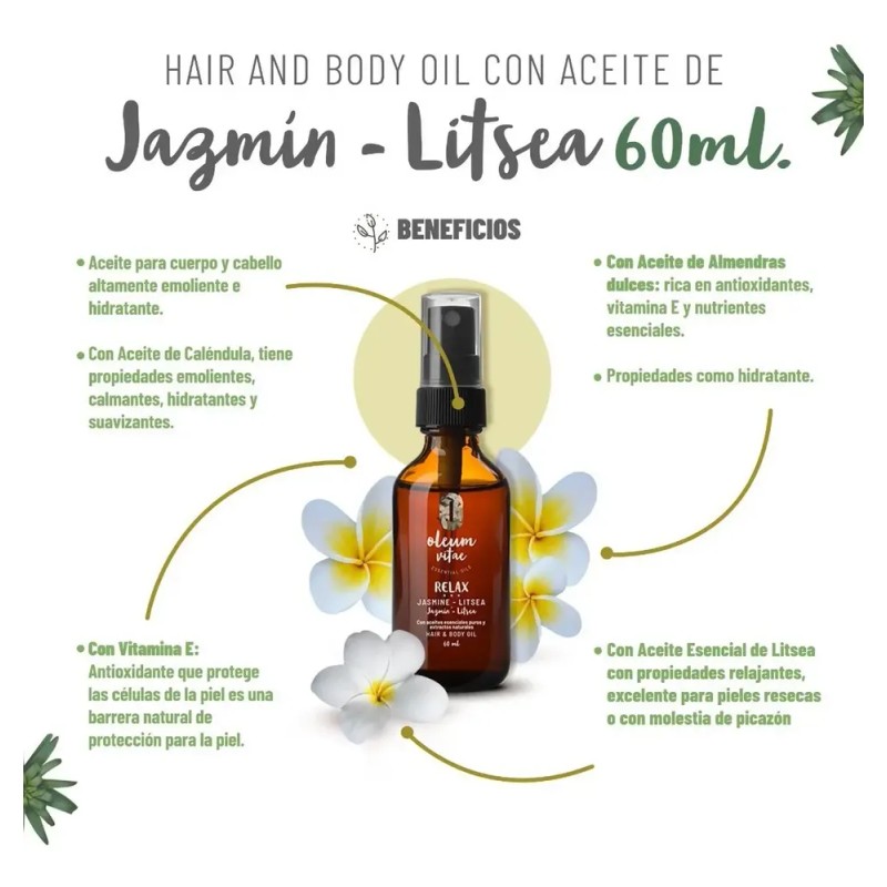 Aceite Para Cabello Cn Aceite Esencial De Jazmin Litsea 60ml