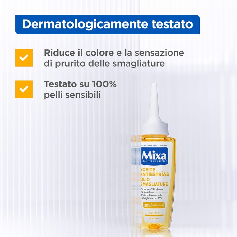 Mixa Olio Per Smagliature Nutriente, Adatto a Pelli Sensibili, Pelle