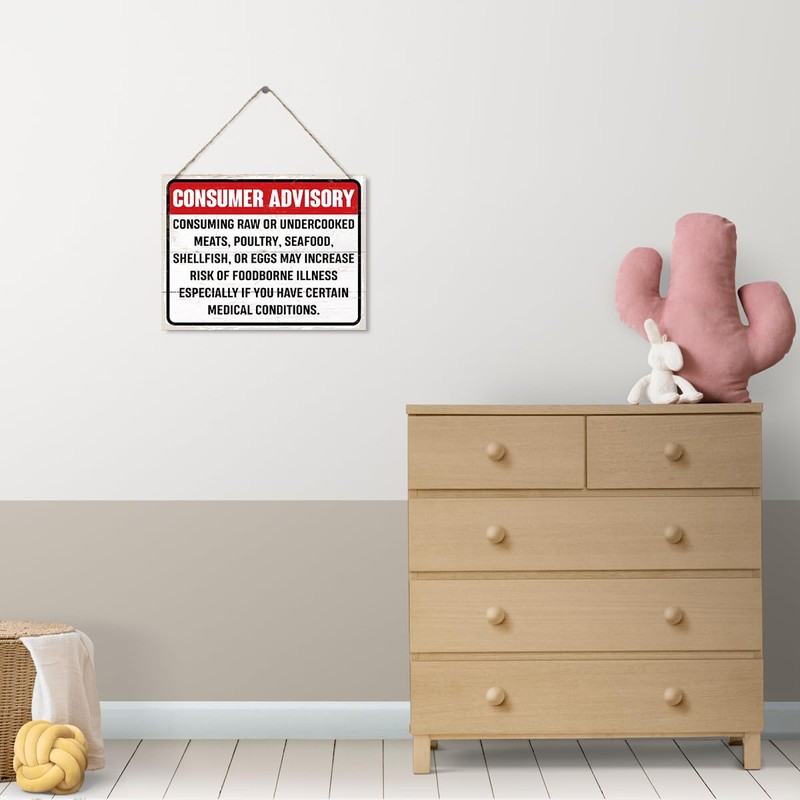 Consumer Advisory Sign, Restaurant Signs, Decorative Wood Plaque for Hanging,
