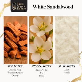 White Sandalwood Essential Oil Refill Luxury Hotel Inspired - Long Lasting Aroma for Home & Commercial Diffuser, 120 ml Fresh Blend of Musk and Almond White, Scent for Office Spa Wellness Aromatherapy