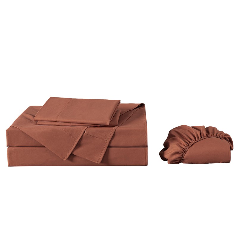 Chezmoi Collection Solid Terracotta 250TC 100% Cotton Twill Bed Sheet