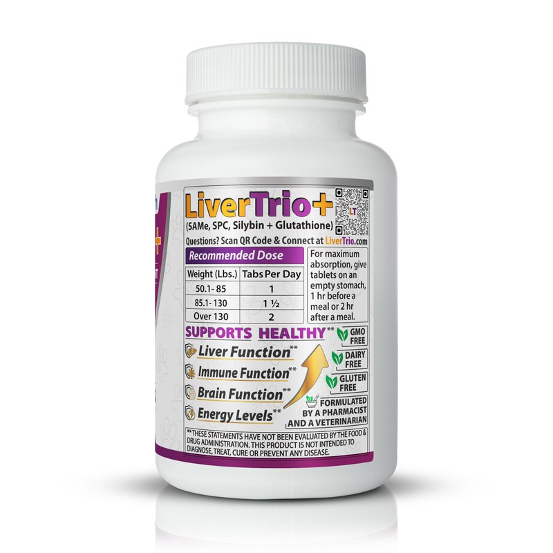 LiverTrio+ Comprehensive Liver Support Supplement for Large Dogs. Flavorful Chewable