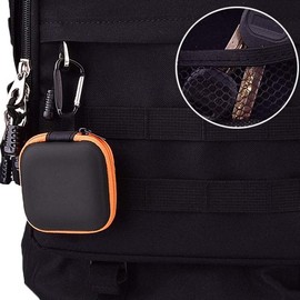 AIMALL Portable Hard Shell Bag Headphone Storage Bag Headphone Box Mini Storage Portable Bag, Waterproof PU Material, Mesh Pocket, Zipper Closure，2.95"x2.95"x1.18"