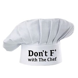 Hyzrz Funny Chef Hat-Don't F with The Chef-Adjustable Kitchen Cooking Baker Grill Costume Hat Cap for Men & Women, White, One Size