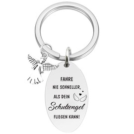 Tecreo Drive Safe Keyring Driving Never Faster Than Your Guardian Angel Can Fly! Keyring Driver Birthday Gifts for Him Boyfriend Husband Son Gifts, black