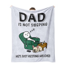 OIIJZzy Funny Birthday Gifts, Dads Gifts from Daughter Son, Dad is Not Sleeping Blanket, Fathers Day Birthday Super Soft Throw Blanket for Couch and Napping 60" x 50"
