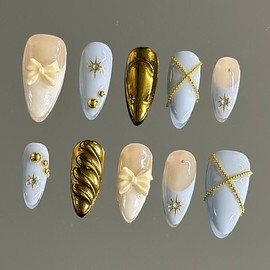 NailVesta DreamWear Collection – 100% Handcrafted 3D Press-On Nails | Reusable, Long-Lasting, Salon-Quality:_Dreamy Ballerina_M