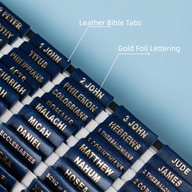 UPAFEXXI-Leather Bible Tabs, Bible Tabsfor Women and Men(Gold Foil Lettering) Large Print Stickers, Easy to Read and Apply, 80 Chapters Labels for Easy Navigation (Dark Blue)