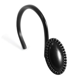 Black Decorative Shower Curtain Hooks: Matte Black Oval Design Rustproof Heavy Duty Metal Shower Curtain Rings for Bathroom - Classic Elegant Shower Curtain Hangers for Shower Rod - Set of 12