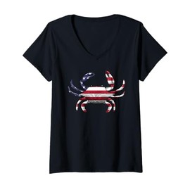 Womens Funny Crab Costume for Men Women Kids Seafood Crab Lover V-Neck T-Shirt