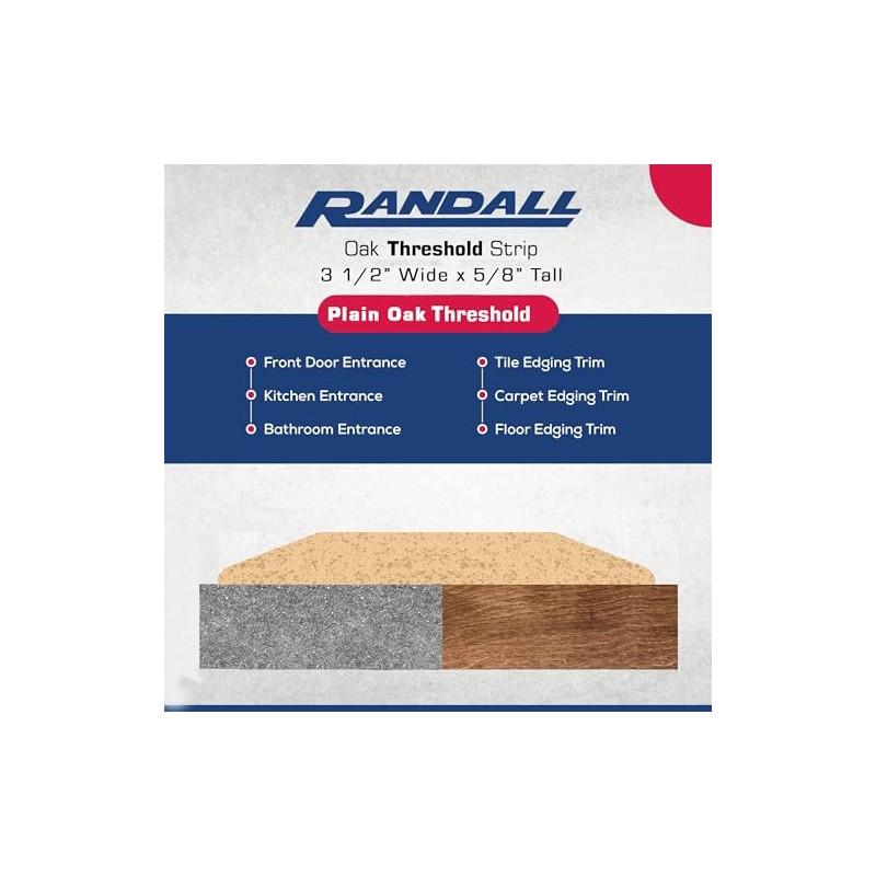 3 1/2" Wide x 5/8" High Unfinished Red Oak Threshold