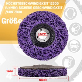 LAIWOO CSD Disc Grinding Disc, Purple Cleaning Disc Set, Coarse Cleaning Disc, Nylon Fabric Disc, Paint Removal, Rust for Angle Grinder (5 Pieces - 125 x 22 mm)