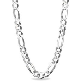 Savlano 925 Sterling Silver 8mm Italian Solid Figaro Link Chain Necklace Comes With a Gift Box For Men & Women - Made in Italy (20, 8mm)