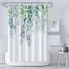 LIVETTY Floral Shower Curtain 180×180cm with 12 Hooks Plant Bathroom