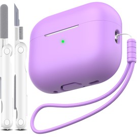 MHYALUDO for AirPods Pro 2nd Generation Case Cover, Military Grade Anti-Fall Soft Silicone Shock-Absorbing for AirPods Pro Case Skin Touch with Keychain and Cleaning Kit, Lavender