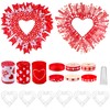 6 Sets Wedding Heart Wreaths-Wire Heart Wreath with Ribbon and