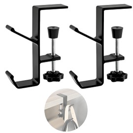 ZHSHXNGY Bag Hanger, Table Hook, Bag Hanger, Pokmill, Set of 2, Hook Prevents Falling, Desk, Under Cabinet Hanger, Adjustable, Kitchen, Office, Double Layer, Mobile, Business Trip, Travel, Convenient