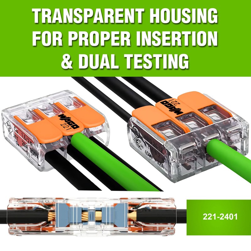WAGO 221-2401 80pc Inline Compact Splicing Wire Connectors | Includes