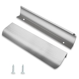 LEAPHZOT 10 Pack 5 Inch Hole Center Edge Finger Pull,Brushed Nickel Concealed Kitchen Cabinet Handle,Top Mount Flat Cabinet Pulls for Cupboard Door Drawer,6”(150mm) Overall Length,6814