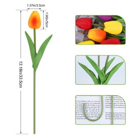 Multicolor Tulips Artificial Flowers 15 Pcs Fake Faux Tulips Real Touch Tulip Flowers with Stems Easter Spring Flowers for Arrangements Bouquet Wedding Mother's Day Home Centerpieces Table Decor